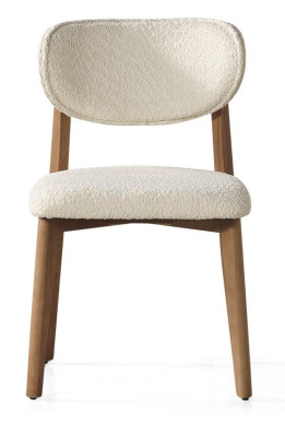 Esszimmerstuhl Küchenstuhl Stuhl Essstuhl Textil Stoffbezug Holz Weiß