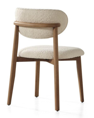 Esszimmerstuhl Küchenstuhl Stuhl Essstuhl Textil Stoffbezug Holz Weiß