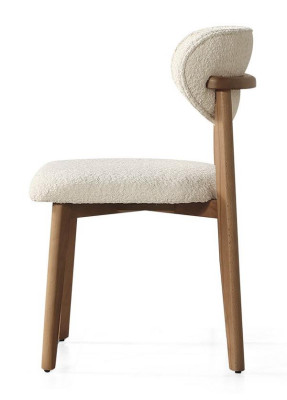 Esszimmerstuhl Küchenstuhl Stuhl Essstuhl Textil Stoffbezug Holz Weiß