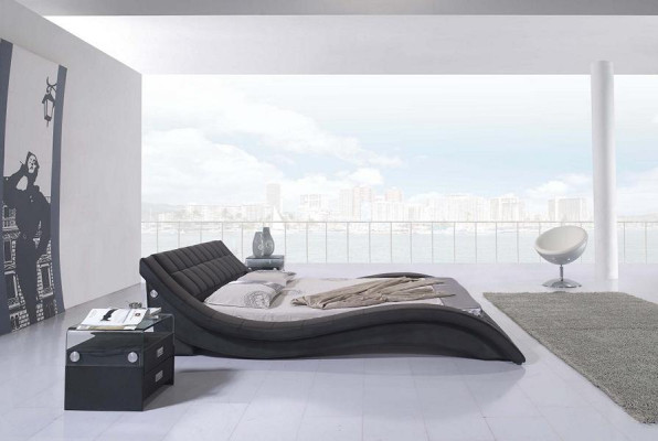 Bett Schwarz Schlafzimmer JV Möbel Liegefläche 180x200 Schlafzimmer Kunstleder