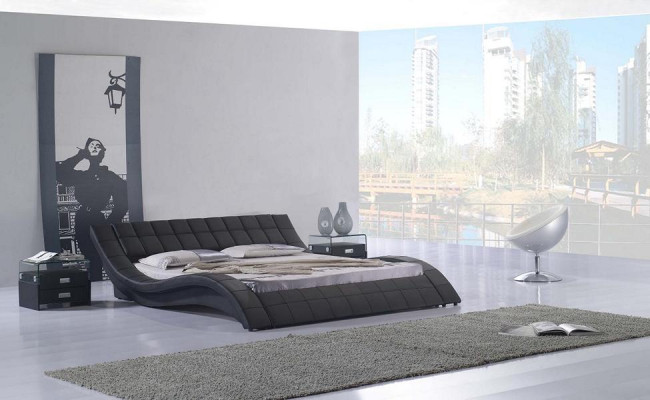 Bett Schwarz Schlafzimmer JV Möbel Liegefläche 180x200 Schlafzimmer Kunstleder
