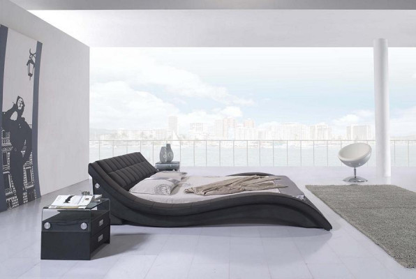 Bett Schwarz Schlafzimmer JV Möbel Liegefläche 180x200 Schlafzimmer Kunstleder