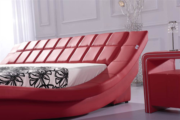 Bett Rot Schlafzimmer JV Möbel Liegefläche 180x200 Schlafzimmer Kunstleder Neu