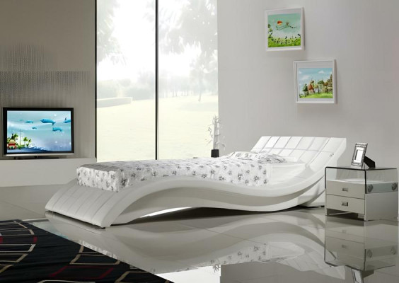 Bett Weiß Schlafzimmer JV Möbel Liegefläche 180x200 Schlafzimmer Kunstleder