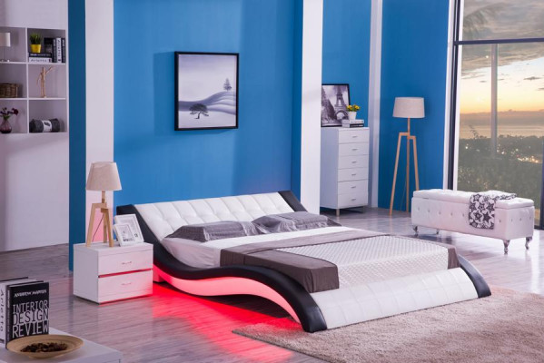 Bett Multifunktion Luxus LED-Licht 180x200 Schlafzimmer Möbel Modern Design Neu