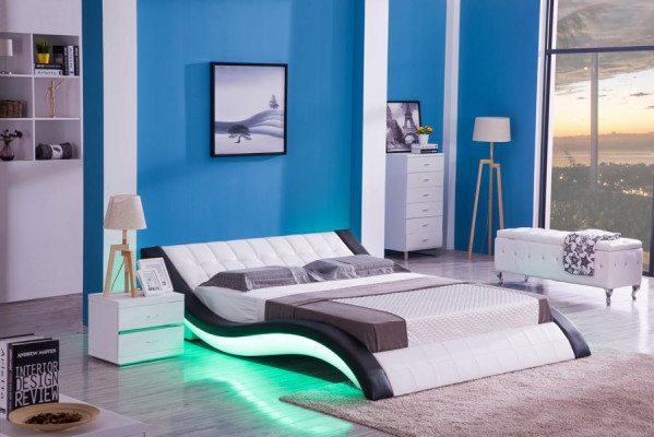 Bett Multifunktion Luxus LED-Licht 180x200 Schlafzimmer Möbel Modern Design Neu