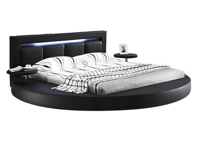 Bett Schlafzimmer Schwarz Designer Luxus LED-Licht Komplett Doppelbett Hotel Neu
