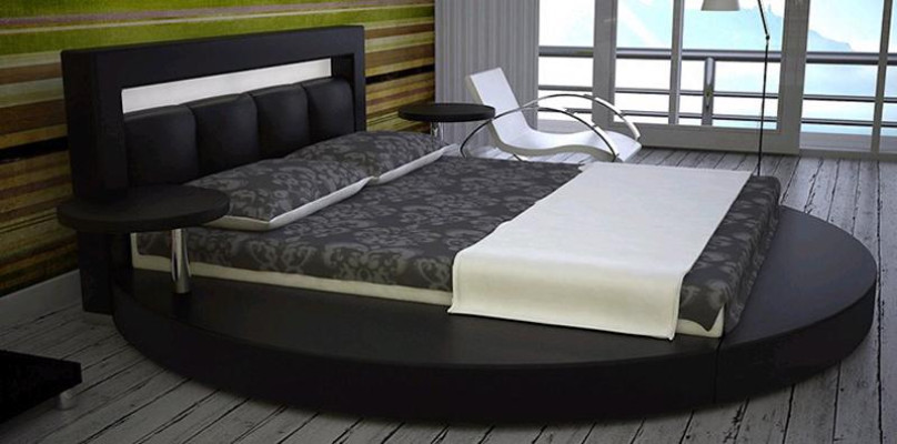 Bett Schlafzimmer Schwarz Designer Luxus LED-Licht Komplett Doppelbett Hotel Neu