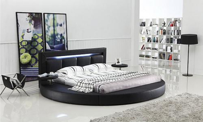 Bett Schlafzimmer Schwarz Designer Luxus LED-Licht Komplett Doppelbett Hotel Neu