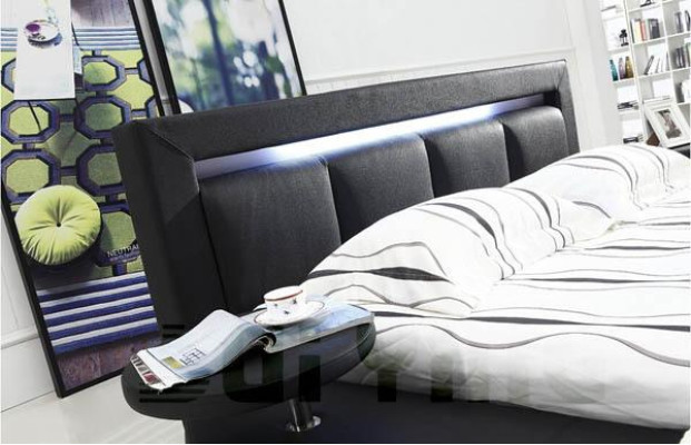 Bett Schlafzimmer Schwarz Designer Luxus LED-Licht Komplett Doppelbett Hotel Neu