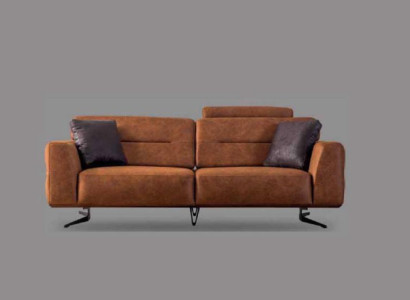 Zweisitzer Sofa 3 Sitzer Sofas Braun Kunstleder Wohnzimmer Luxus Sitz