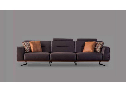 Dreisitzer Sofa 4 Sitzer Sofas Grau Kunstleder Wohnzimmer Luxus Sitz