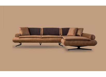 Ecksofa L-Form Sofa Luxus Eck Kunstleder Wohnzimmer Polyester Braun