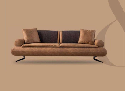 Zweisitzer Sofa 3 Sitzer Sofas Braun Kunstleder Wohnzimmer Luxus Sitz