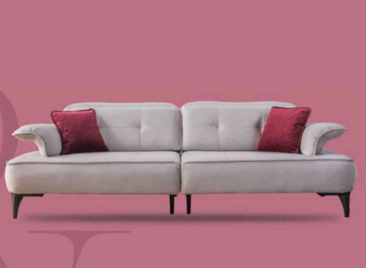 Zweisitzer Sofa 3 Sitzer Sofas Grau Stoff Wohnzimmer Luxus Modern Neu