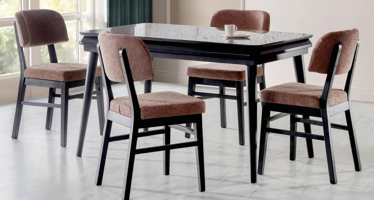 Esszimmer-Set 5tlg. Esstisch 4x Stühle Modern Design Schwarz Luxus Set