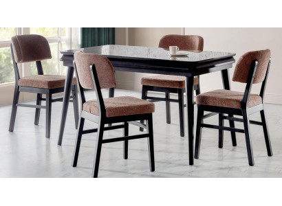 Esszimmer-Set 5tlg. Esstisch 4x Stühle Modern Design Schwarz Luxus Set