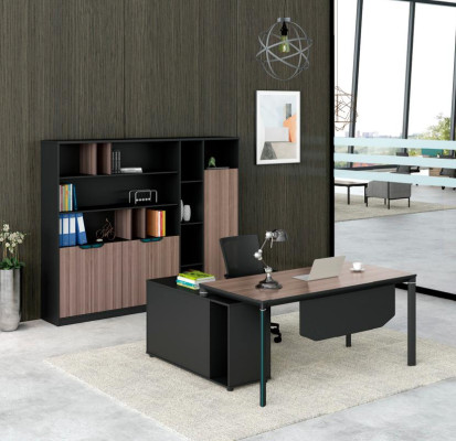 Garnitur Büromöbel Arbeitstisch Büroschrank Schwarz Holz Büro Tisch