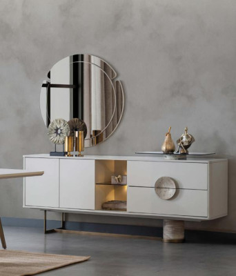 Essgarnitur Esszimmer Set 8tlg. Einrichtung Wohnzimmer Tisch 6 Stühle Kommode