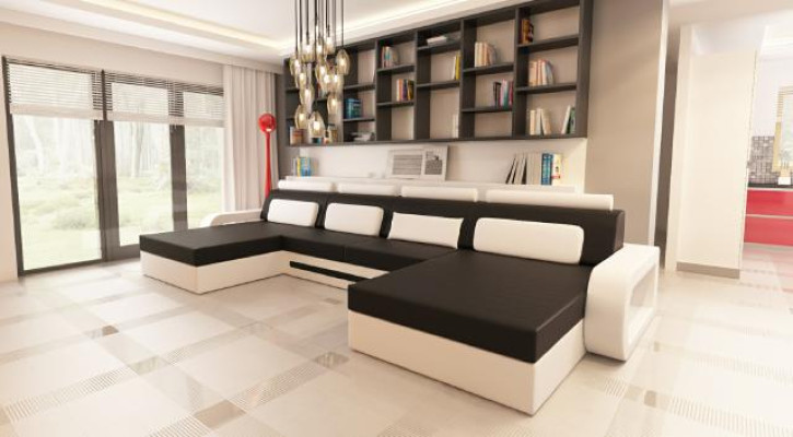 XXL BIG U Form Ecksofa Sofa Couch Polster Garnitur Leder Neu! Wohnlandschaft !!
