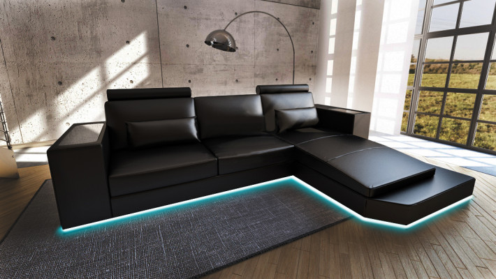 Wohnlandschaft Sofa Couch Polster Ecke Stoff Ecksofa Garnitur Leder Textil Sofas