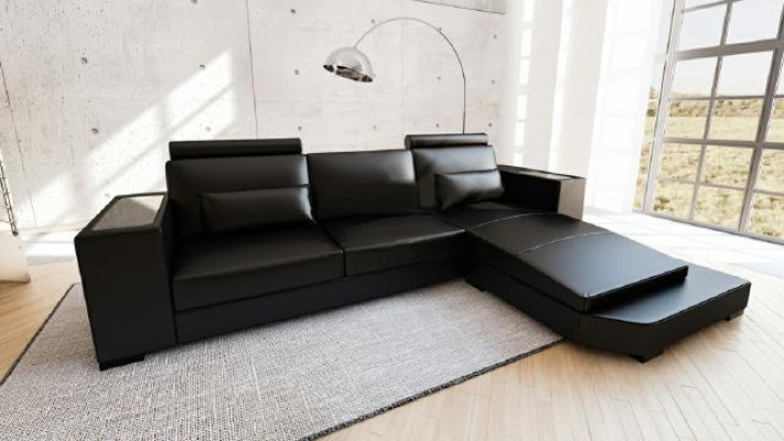 Wohnlandschaft Sofa Couch Polster Ecke Stoff Ecksofa Garnitur Leder Textil Sofas