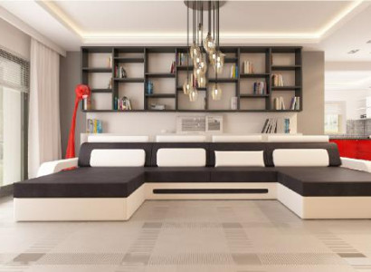XXL BIG Wohnlandschaft U Form Ecksofa Sofa Couch Polster Garnitur Textil Stoff