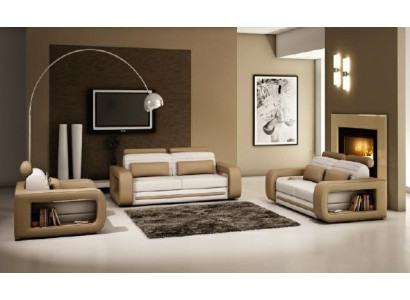 LEDERSOFA LEDER SITZER BETTFUKTION MADE IN EU POLSTERGARNITUR SOFAGARNITUR 3+2+1