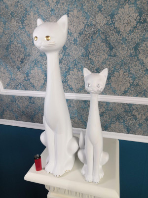 2x Katze XXL Design Katze Dekoration Figur Skulptur Deko Statue Figuren Statuen