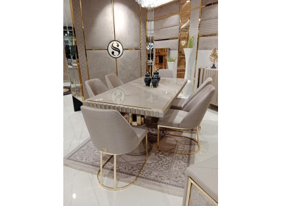 Esszimmer Set Garnitur Tisch 6x Stühle Design Modern Möbel Luxus Esstisch Neu