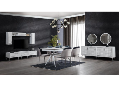 Esszimmer Set Tisch 4x Stühle Anrichte 2х Spiegel Wohnwand 11tlg Garnitur