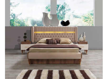 Bett Schlafzimmer Luxus Doppelbett Beige Modern Design Betten Hotel