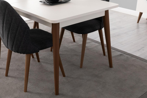 Esszimmer Set Weißer Esstisch 4x Polsterstühle Luxus Holztisch 5tlg Set