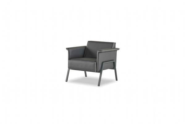 Arbeitszimmer Dunkelgrauer Kaffeetisch Edle 2-Sitzer 2x Lehnsessel Set