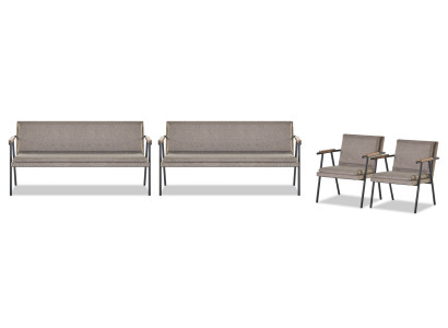 Arbeitszimmer Garnitur Polster 2x Dreisitzer Designer 2x Textil Sessel