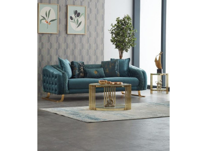 Stoffsofa Couch Dreisitzer Sofa 3 Sitzer Polstersofa Blau Moderne