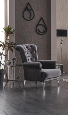 Wohnzimmer Sessel Polstersessel Einsitzer Stoff Grau Sitzer Luxus Möbel