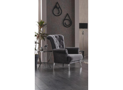 Wohnzimmer Sessel Polstersessel Einsitzer Stoff Grau Sitzer Luxus Möbel