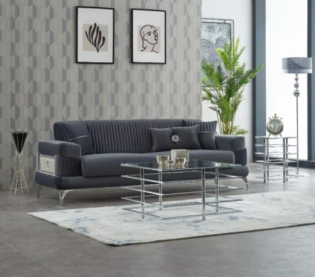 Stoffsofa Couch Luxus Dreisitzer Polstersofa Sofa 3 Sitzer Grau Couchen