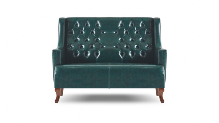 Ledersofa Grün Chesterfield Klassisch Leder Holz Weich Vielseitig Zweisitzig