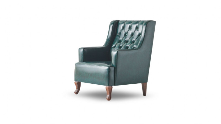 Sitzmöbel Set Chesterfield Sessel Grün Couchtisch Braun Leder Klassisch