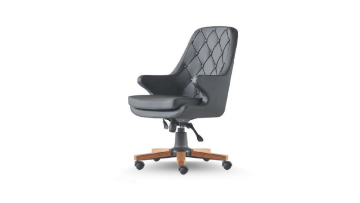 Bürostuhl Chesterfield Knöpfe Klassisch Leder Schwarz Arbeitszimmer Büro