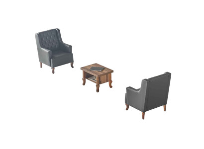Sitzmöbel Sessel Couchtisch Set Schwarz Braun Chesterfiedl Klassisch