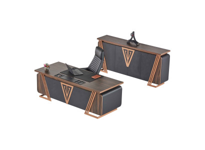 Büroeinrichtung Schreibtisch Bürostuhl Sideboard Schwarz Braun Bürotisch