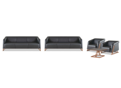 Ledersofas Couch 3-Sitzer Sessel Couchtisch Sofa-Set Sofagarnituren