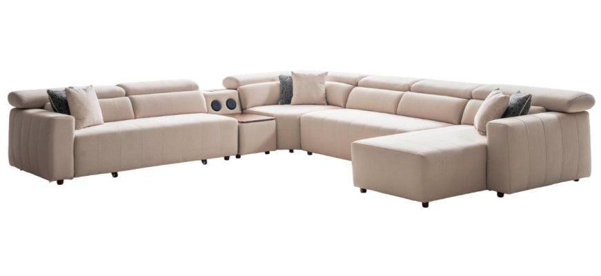 Ecksofa Stoff U-Form Bettfunktion Couch Design Polster Textil  Eck Modern