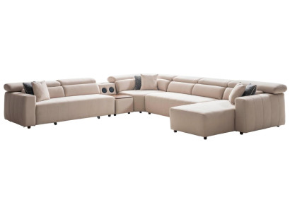 Ecksofa Stoff U-Form Bettfunktion Couch Design Polster Textil  Eck Modern