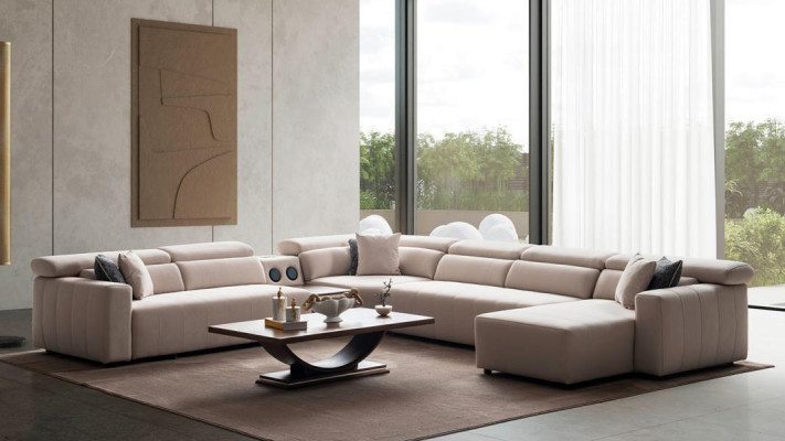 Ecksofa Stoff U-Form Bettfunktion Couch Design Polster Textil  Eck Modern