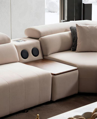 Ecksofa Stoff U-Form Bettfunktion Couch Design Polster Textil  Eck Modern