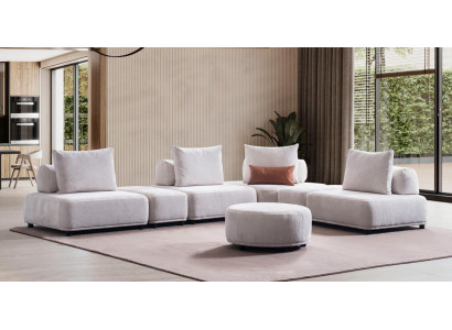 Ecksofa Stoff L-Form Couch Design Polster Textil Eck Wohnlandschaft Bettfunktion